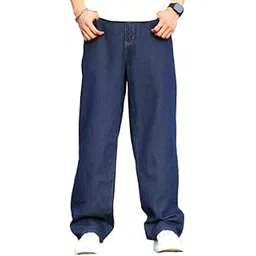 comfits Men's Loose Fit Baggy Jeans, Dark Blue, Relaxed Straight Leg-picture-52