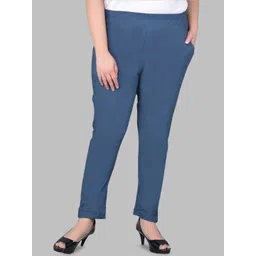 Comfort Lady Women High-Rise Elastic Waist Cotton Trousers-picture-32