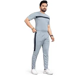 Comfort Men’s Nylon Tracksuit – Quick Dry T-Shirt-Pant Set-Metrix GREY_D12_XL-picture-26