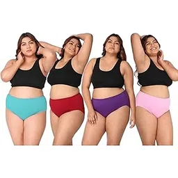Comfortable Plus Size Panties for Women - Pack of 4 Multicolor, Soft Elastic Waistband, Breathable Fabric, Sizes XL-10XL, Cotton Blend, Everyday Wear-picture-44