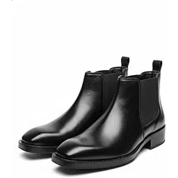 comforts Men's Classic Chelsea Boots, Leather, High Heel Ankle Boots with Elastic Side Panels-picture-50