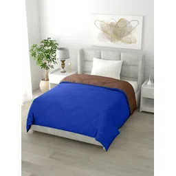 Comfowell Blue & Brown Geometric Heavy Winter 233 GSM Double Bed Quilt-image-26