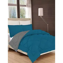 Comfowell Blue & Grey Checked Heavy Winter 233 GSM Single Bed Comforter-image-42