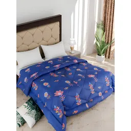 Comfowell Blue & Pink  Printed Heavy Winter 233 GSM Double Bed Quilt-image-44