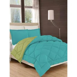 Comfowell Green & Blue Geometric Heavy Winter 233 GSM Double Bed Quilt-image-46