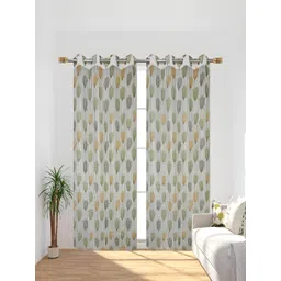 COMFY HOME Green & White 2 Pieces Floral Sheer Door Curtains-picture-16