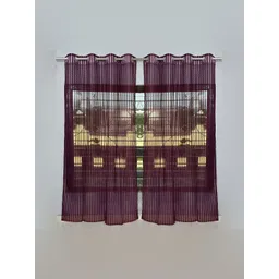 COMFY HOME Violet 2 Pieces Striped Eyelet Curtains-picture-31