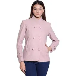 comfy sparrow Women’s Double-Breasted Coat with Side Pockets Wool Blend Winter Coat – Stylish Peach Long Sleeve Jacket with Front Buttons-picture-18