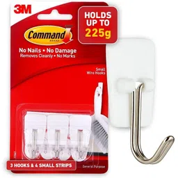 Command 3M Small Wire Wall Plastic Hooks, Holds Up To 225g,4 Strips & Hook 3-picture-13