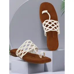 Commander Shoes Women Textured Open Toe Flats-picture-36