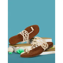 Commander Shoes Women Textured Open Toe Flats-picture-17