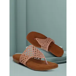 Commander Shoes Women Textured Open Toe Flats-picture-32