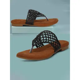 Commander Shoes Women Textured Open Toe Flats-picture-15