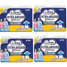 COMPATIBLE WITH Lifree Extra Absorb Super Pants Medium Size Adult Diaper/Unisex/Size- Medium / M10x4 (Total 40 Diapers)-image-5