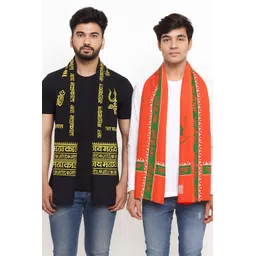complayyer Printed Pure Cotton Men Black, Orange Scarf-picture-29
