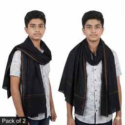 complayyer Solid Pure Cotton Men Black Scarf-picture-13