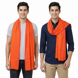 complayyer Solid Pure Cotton Men Orange Scarf-picture-10