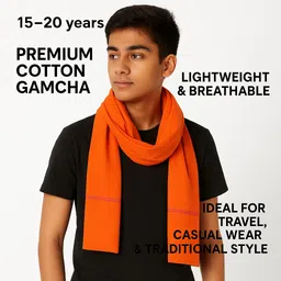 complayyer Solid Pure Cotton Men Orange Scarf image 3