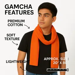 complayyer Solid Pure Cotton Men Orange Scarf image 4