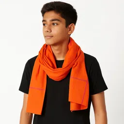 complayyer Solid Pure Cotton Men Orange Scarf image 2