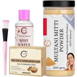 Complete Herbal Skin Kit ? Multani Mitti Powder, Multani Soap, Rose Water & Brush Natural Herbal Bathing Soap | For Glowing Skin & Anti-Ageing | Face & Body Use-picture-47