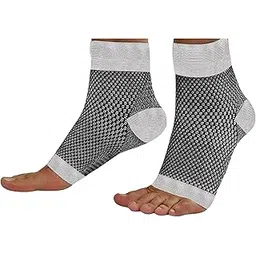 Compression Socks Open Toe | Bamboo Cotton Compression Socks Women | Ecosync | Nano Socks for Men Neuropathy | Plantar Fasciitis | White | Arch Support | Ankle & Foot Swelling | Injury Recovery | Heel Pain-picture-31