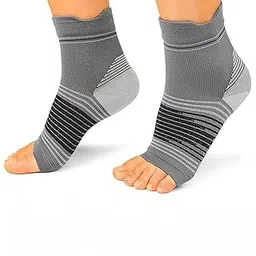 Compression Socks Open Toe | Bamboo Cotton Compression Socks Women | Ecosync | Nano Socks Unisex Neuropathy | Grey | Arch Support | Plantar Fasciitis | Foot & Ankle Swelling | Heel Pain | Injury Recovery-picture-28