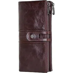 contacts Bifold Wallets for Women | Genuine Leather Ladies Clutch/Wallet with RFID Protection | Slim Zipper Purse/Card Holder Organizer for Women (W15-Brown)…-picture-50