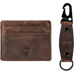 contacts Card Holder Wallet for Man Leather Slim Wallet with Leather Keychain Bullet RE Gift Combo Stylish (Hunter Brown)-picture-39