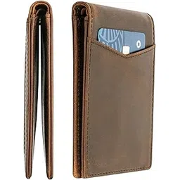contacts Men's Genuine Leather Wallet | RFID Blocking Bifold Wallet for Men | Up to 8 Card Slots Including 1 ID Window (Brown)-picture-12