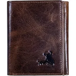contacts Men's Genuine Leather Wallet | RFID Blocking Wallet for Men | Tri-fold Wallet| 8 to 10 Card Slots Including 2 ID Window (Brown)-picture-56