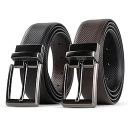 contacts Men's Reversible Leather Belt – Black & Brown 2-in-1 Dress Belt with Rotating Pin Buckle – Classic, Durable & Adjustable for Business or Casual Wear-picture-12