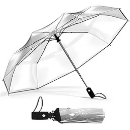 contacts Transparent Windproof Travel Umbrella – Compact, Lightweight & Durable with Auto Open/Close, Waterproof Canopy, Strong Fiberglass Frame – Portable Umbrella for Rain, Fits in Backpack or Purse (Black)-picture-13