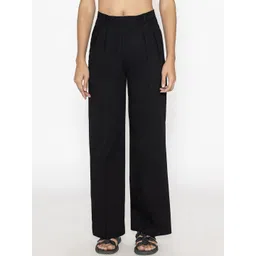 Contemponari Women Relaxed Loose Fit Pleated Trousers-picture-21