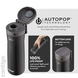 Contigo Jackson Chill Drinks Insulated Bottle, Stainless Steel Water Bottle, 100% Leakproof, Keeps Drinks Cool for up to 24 Hours for Sports, Cycling, Jogging, Hiking, 590 ml image 2