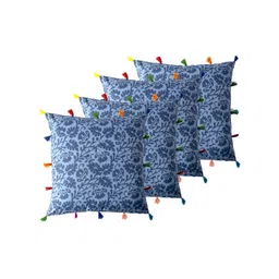 Contrast Living 4 Pieces Blue Ethnic Motifs Cotton Square Cushion Covers-picture-26