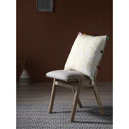 Contrast Living Beige & Yellow Floral Linen Square Cushion Cover-picture-12