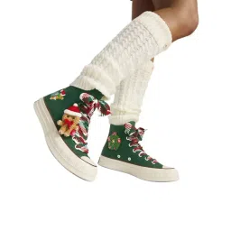 Converse Unisex Chuck 70 X-Mas Gingerbread & Knit Sock High Top Green Sneakers-picture-42