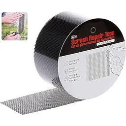 COOFANDY Window Screen Repair Kit Tape - Strong Adhesive & Waterproof Tape Fiberglass Covering Mesh for Window and Door Patch Repair Anti Mosquito (5X200CM Black)-image-36