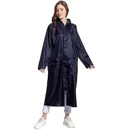 Cool Dealzz Rain Coat for Women Waterproof Long Overcoat With Adjustable Hood Bike Rain Jacket With Storage Bag For Blue- Small Size-image-45