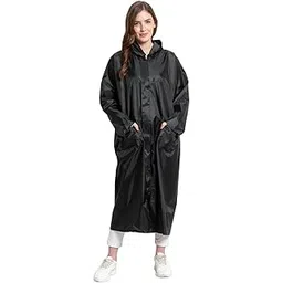 Soft PVS Women's Waterproof Hood Long Over Full Length Rain Coat with Carry Bag-image-49