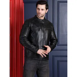 COOL EQUAL Men Leather Water Resistant e-Dry Technology Biker Jacket-picture-31