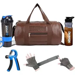 cool indians (Pack of 5) Duffle Bag Combo | Gym Bag Combo for Men l Gym Bag with Shoe Compartment,Shaker Bottle,Black Gloves ll Gym kit for Men and Women ll Gym Bag & Fitness Combo Set (Brown+ Blue)-picture-25