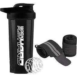 COOL INDIANS Gym Protein Shaker with Wrist Support Band – Fitness Essential (Grey) image 1