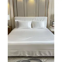 COOLBEDS White 400 TC Queen Bedsheet with 2 Pillow Covers image 1