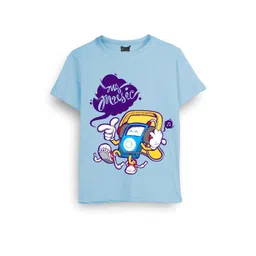 Cooldesi Kids-Unisex Blue Cotton Tshirts-picture-53