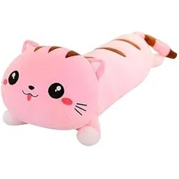 Coolet Soft Pink Cat Pillow – Long Hugging Plush Toy for Kids & Girls | Ultra-Soft Sleeping Cushion | Cute Animal Stuffed Toy (60 cm) (Light Pink)-image-0