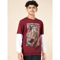 Coolsters by Pantaloons Boys Tibetan Red Cotton Printed Full Sleeves Sweatshirts & Hoodies-picture-15