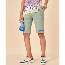 Coolsters by Pantaloons Cotton Knit Dream Voyage Text Patch Detailed Shorts - Light Green-picture-15