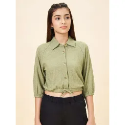 Coolsters by Pantaloons Girls Sage Green Textured Casual Tops & Tees-picture-13